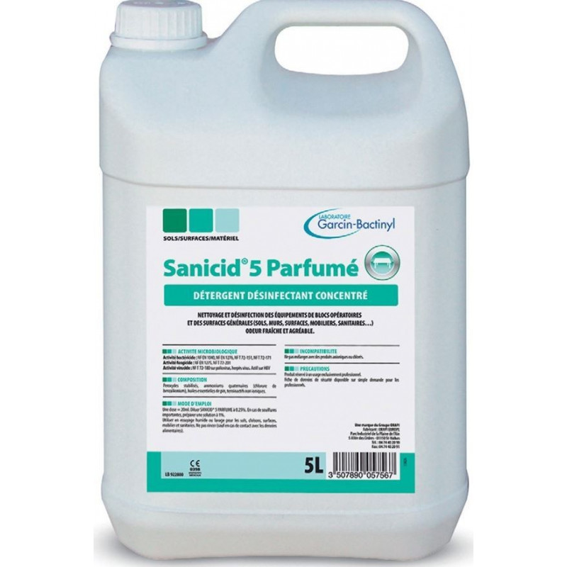SANICID® 5 PARFUME - Désinfectant de surfaces-Bidon de 5 litres SANICID® 5 PARFUME - Désinfectant de surfaces-Bidon de 5 litres