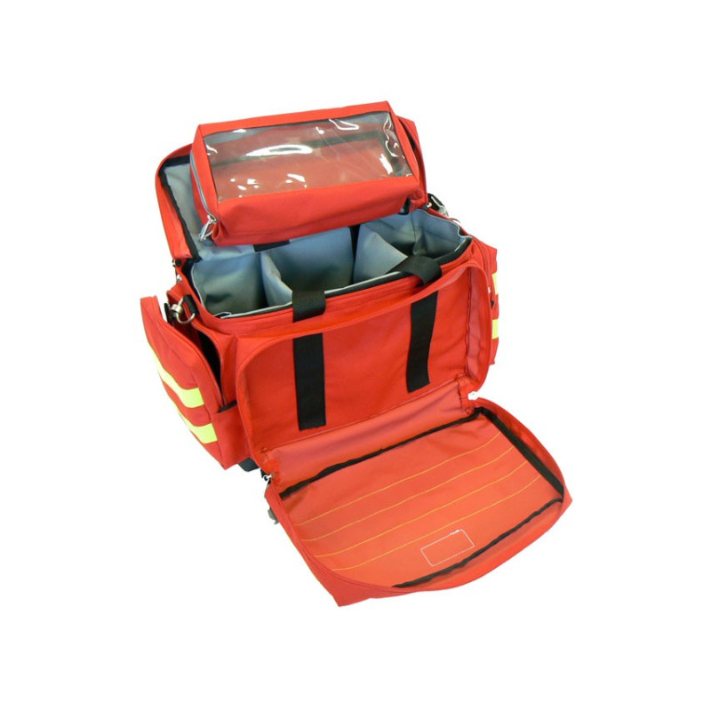 Sac Premier Secours Vide Trunab Rouge - Grande Capacité 49x32cm - Multiple Poches - Fond Antidérapant